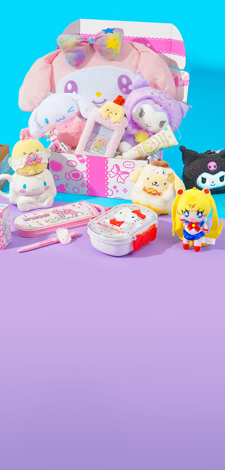 Kawaii Box is filled with cute plushies, kawaii accessories, kawaii stationery, squishies and more!